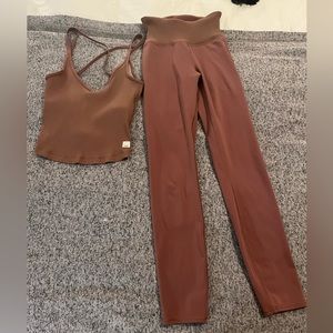 VUORI - rib crop tank & rib studio legging (cinnamon)